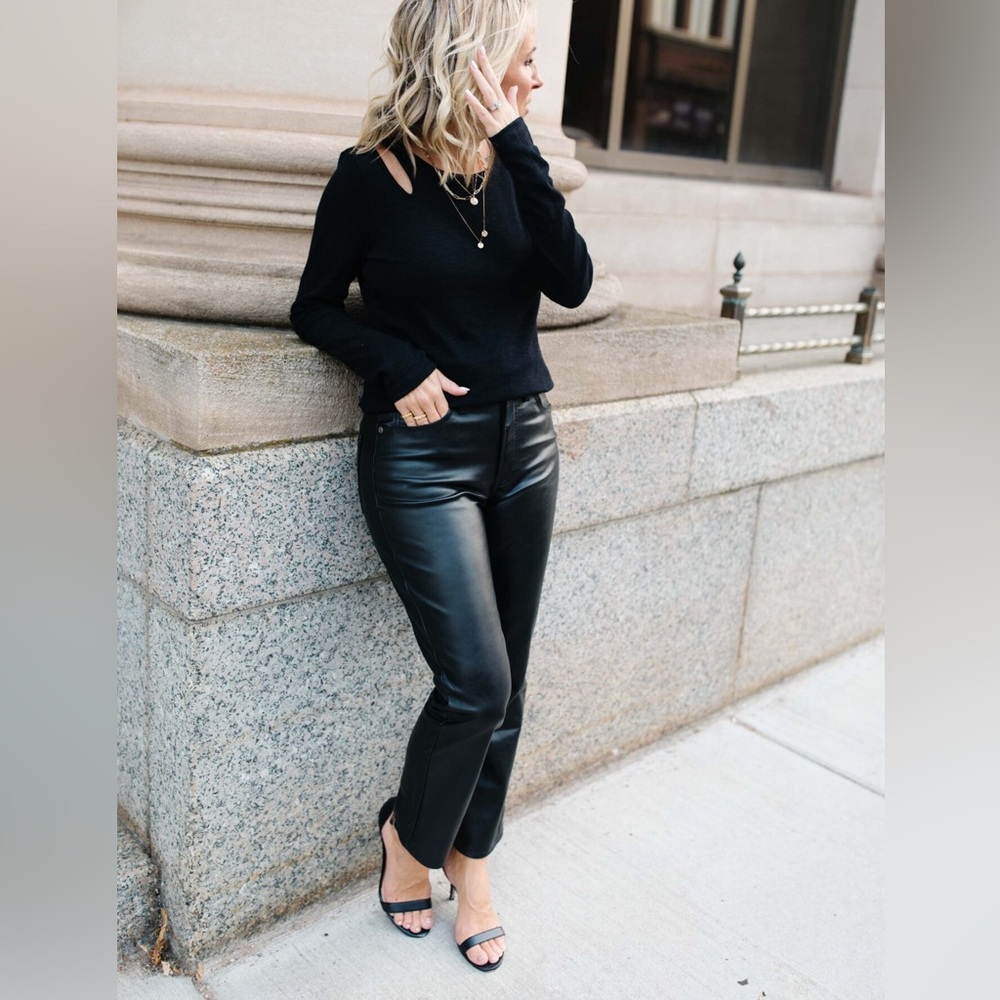 NWOT Gap High Rise Vintage Slim Faux Leather Black Pants Women’s 27/4